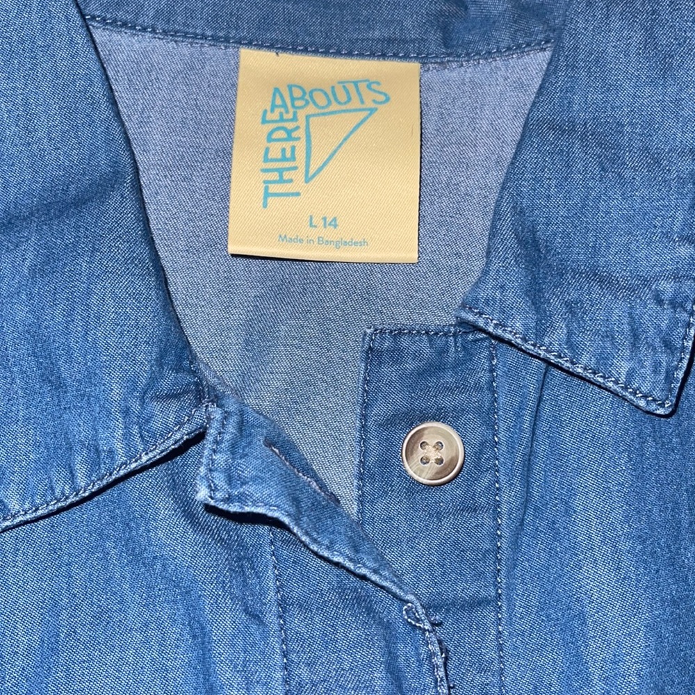 Thereabouts Little & Big Girls Long Sleeve Button-Down Shirt Large 14 c4 - Picture 2 of 3
